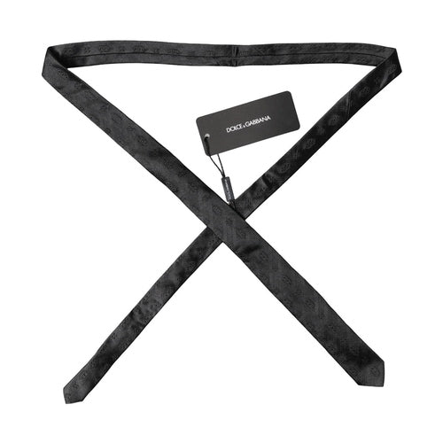 Dolce & Gabbana Black Patterned 100% Silk Adjustable Men Necktie Tie