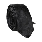 Dolce & Gabbana Black Patterned 100% Silk Adjustable Men Necktie Tie