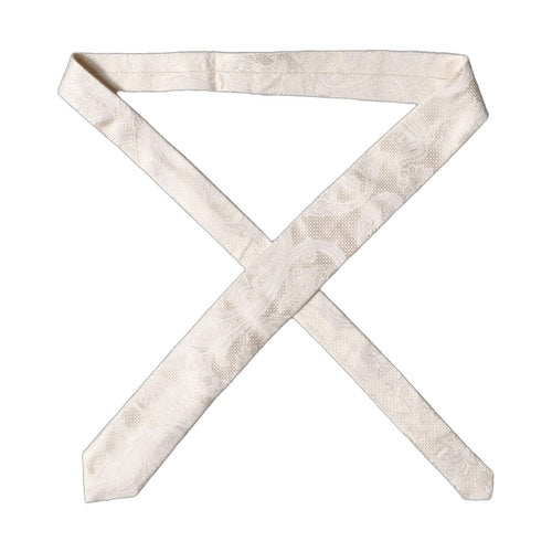 Dolce & Gabbana Off White Floral Silk Adjustable Men Tied Necktie Tie