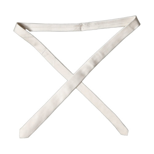Dolce & Gabbana Off White Satin 100% Silk Adjustable Men Tied Necktie Tie