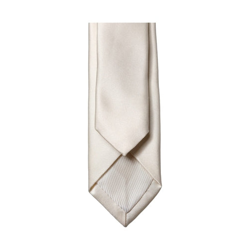 Dolce & Gabbana Off White Satin 100% Silk Adjustable Men Tied Necktie Tie