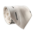 Dolce & Gabbana White Tattoo Floral Silk Adjustable Men Tied Necktie Tie