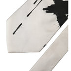 Dolce & Gabbana White Tattoo Floral Silk Adjustable Men Tied Necktie Tie