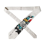 Dolce & Gabbana White Tattoo Floral Silk Adjustable Men Tied Necktie Tie