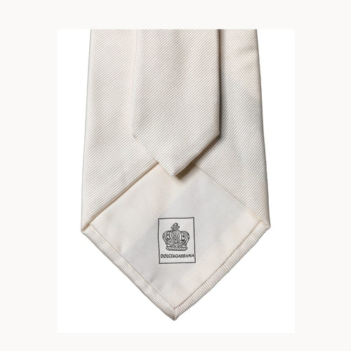 Dolce & Gabbana White Tattoo Floral Silk Adjustable Men Tied Necktie Tie