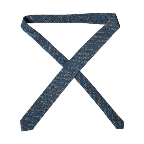 Dolce & Gabbana Blue Patterned 100% Silk Adjustable Men Tied Necktie Tie