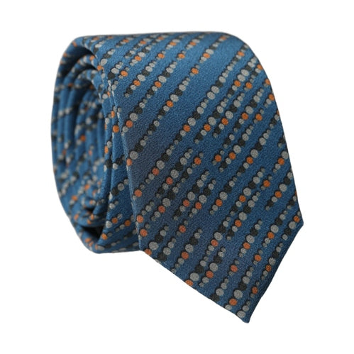 Dolce & Gabbana Blue Patterned 100% Silk Adjustable Men Tied Necktie Tie