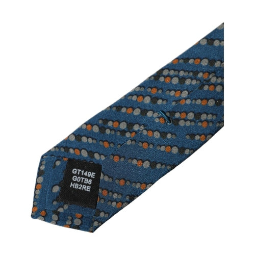 Dolce & Gabbana Blue Patterned 100% Silk Adjustable Men Tied Necktie Tie