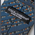 Dolce & Gabbana Blue Patterned 100% Silk Adjustable Men Tied Necktie Tie