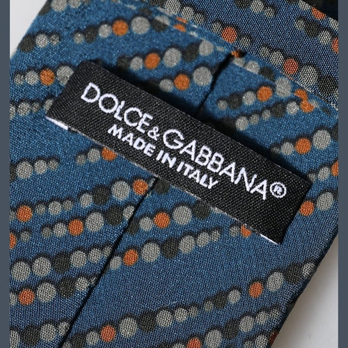 Dolce & Gabbana Blue Patterned 100% Silk Adjustable Men Tied Necktie Tie
