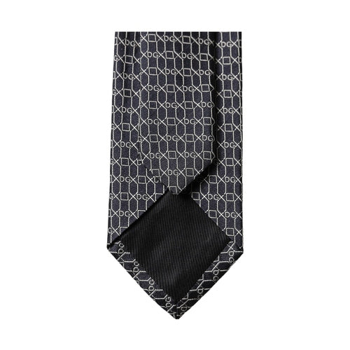 Dolce & Gabbana Black Geometric DG Silk Adjustable Men Tied Necktie Tie