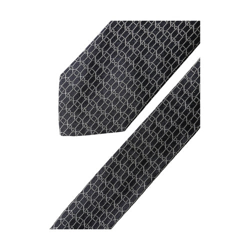 Dolce & Gabbana Black Geometric DG Silk Adjustable Men Tied Necktie Tie