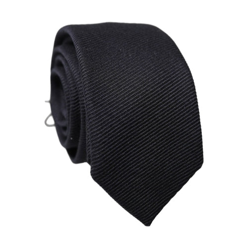 Dolce & Gabbana Black Solid 100% Silk Adjustable Men Tied Necktie Tie