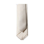 Dolce & Gabbana Off White Solid 100% Silk Adjustable Men Tied Necktie Tie