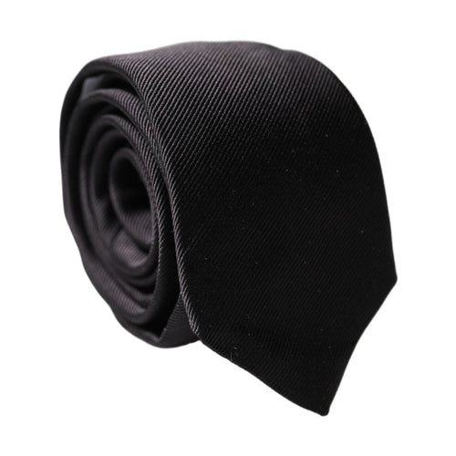 Dolce & Gabbana Black Solid 100% Silk Adjustable Men Tied Necktie Tie