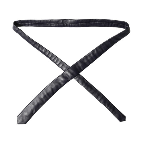 Dolce & Gabbana Black Solid Lamb Leather Adjustable Men Tied Necktie Tie