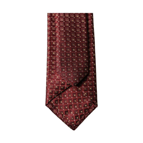 Dolce & Gabbana Burgundy Geometric Silk Adjustable Men Tied Necktie Tie