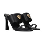Versace Black Leather Stiletto Heel Sandals