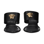 Versace Black Leather Stiletto Heel Sandals