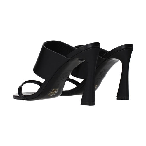 Versace Black Leather Stiletto Heel Sandals