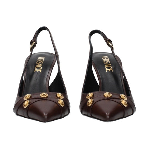 Versace Brown Leather High Heel Pumps