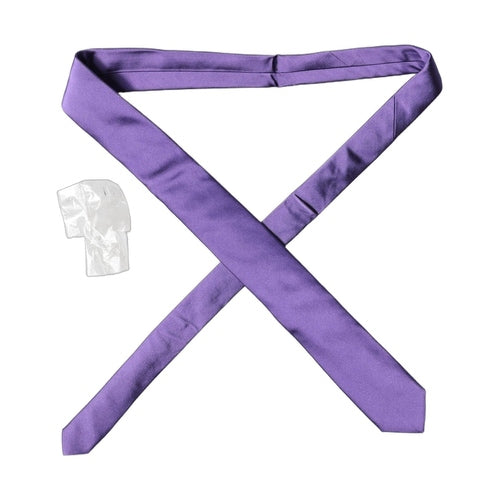 Dolce & Gabbana Purple Satin 100% Silk Adjustable Men Tied Necktie Tie
