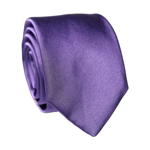 Dolce & Gabbana Purple Satin 100% Silk Adjustable Men Tied Necktie Tie