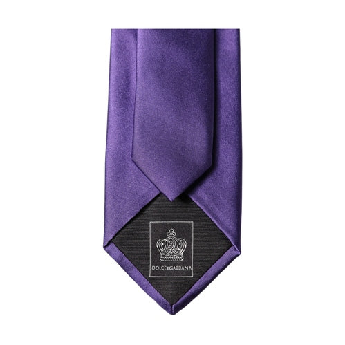 Dolce & Gabbana Purple Satin 100% Silk Adjustable Men Tied Necktie Tie