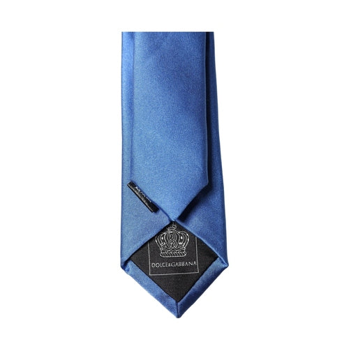 Dolce & Gabbana Blue Satin 100% Silk Adjustable Men Tied Necktie Tie