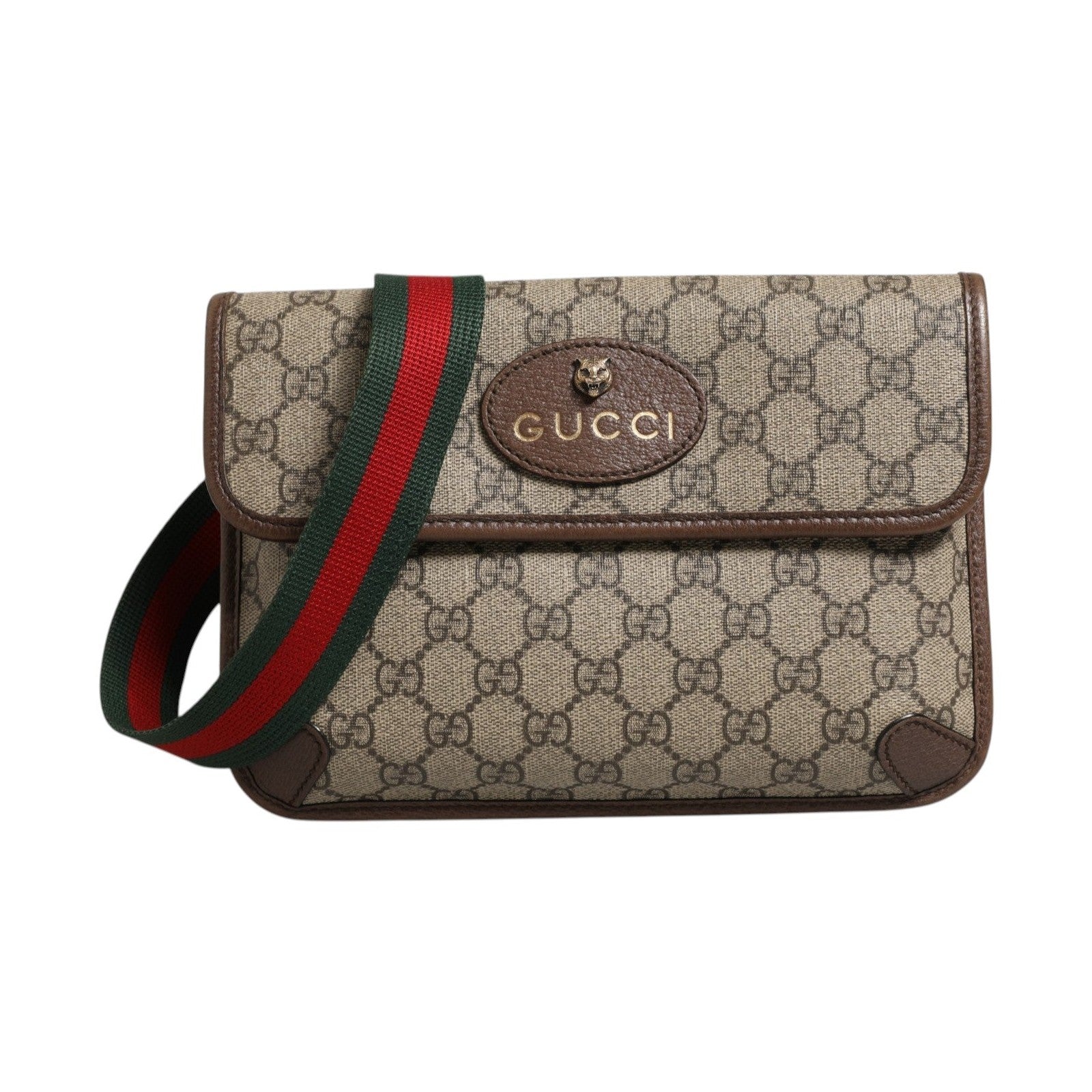Gucci Supreme Monogram Neo Vintage Web Belt Bag Brown
