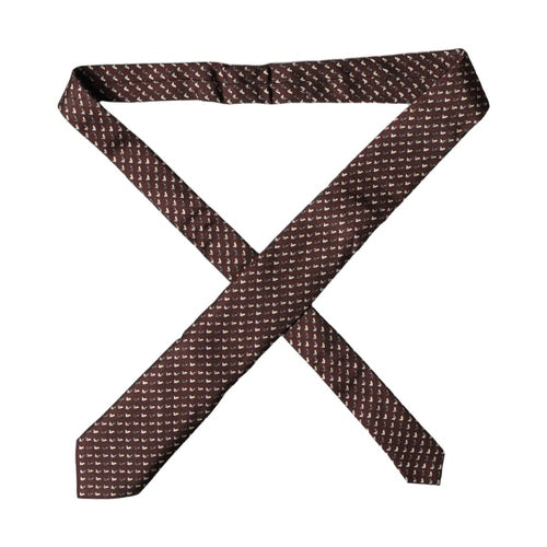 Dolce & Gabbana Burgundy Geometric Silk Adjustable Men Tied Necktie Tie