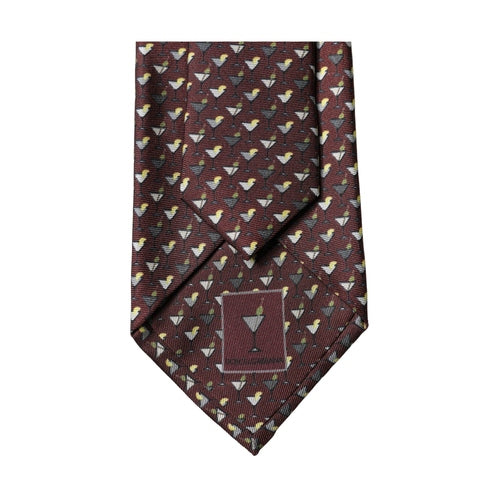 Dolce & Gabbana Burgundy Geometric Silk Adjustable Men Tied Necktie Tie