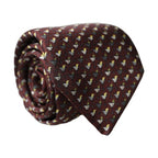 Dolce & Gabbana Burgundy Geometric Silk Adjustable Men Tied Necktie Tie