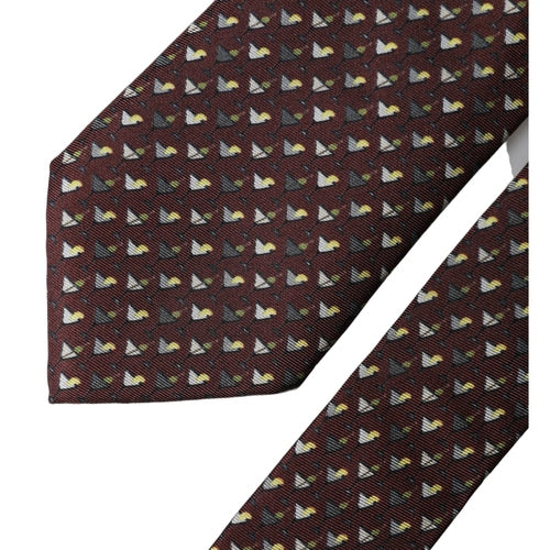 Dolce & Gabbana Burgundy Geometric Silk Adjustable Men Tied Necktie Tie