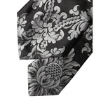 Dolce & Gabbana Black Silver Floral Silk Adjustable Women Necktie Tie