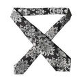 Black Silver Floral Silk Adjustable Women Necktie Tie