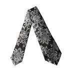 Dolce & Gabbana Black Silver Floral Silk Adjustable Women Necktie Tie