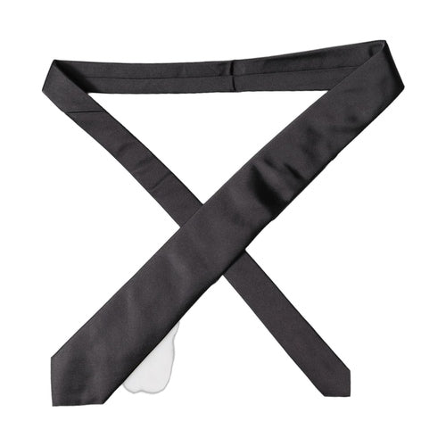 Dolce & Gabbana Black Satin 100% Silk Adjustable Women Tied Necktie Tie
