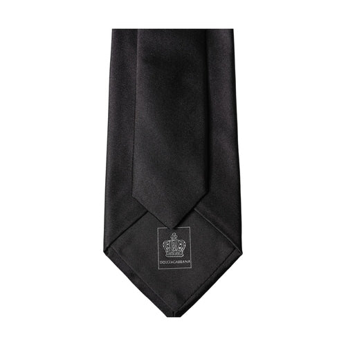Dolce & Gabbana Black Satin 100% Silk Adjustable Women Tied Necktie Tie