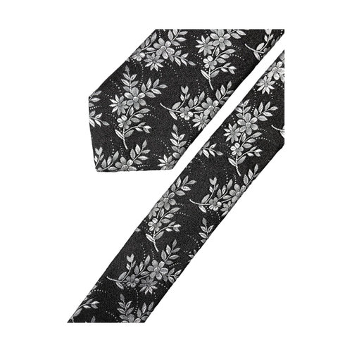 Dolce & Gabbana Black White Floral Silk Adjustable Men Tied Necktie Tie