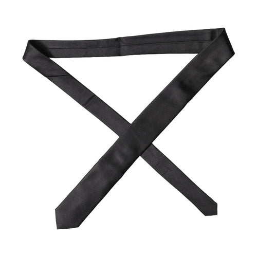 Dolce & Gabbana Black Solid Silk Satin Wide Adjustable Men Necktie Tie