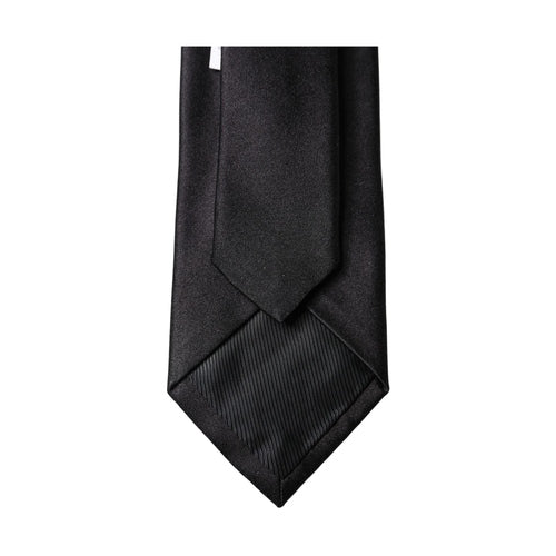 Dolce & Gabbana Black Solid Silk Satin Wide Adjustable Men Necktie Tie