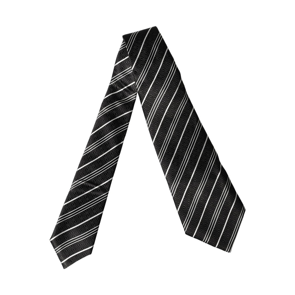 Dolce & Gabbana Black White Stripes Silk Adjustable Women Necktie Tie