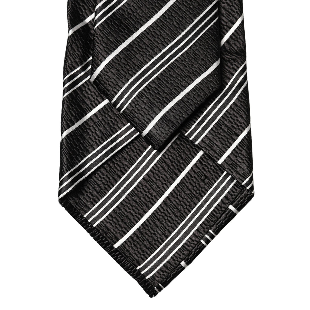 Dolce & Gabbana Black White Stripes Silk Adjustable Women Necktie Tie