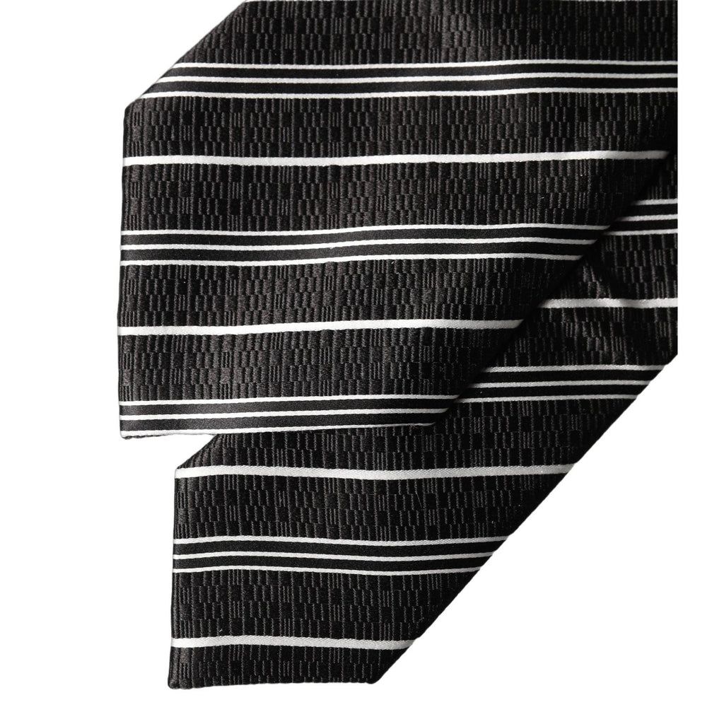 Dolce & Gabbana Black White Stripes Silk Adjustable Women Necktie Tie