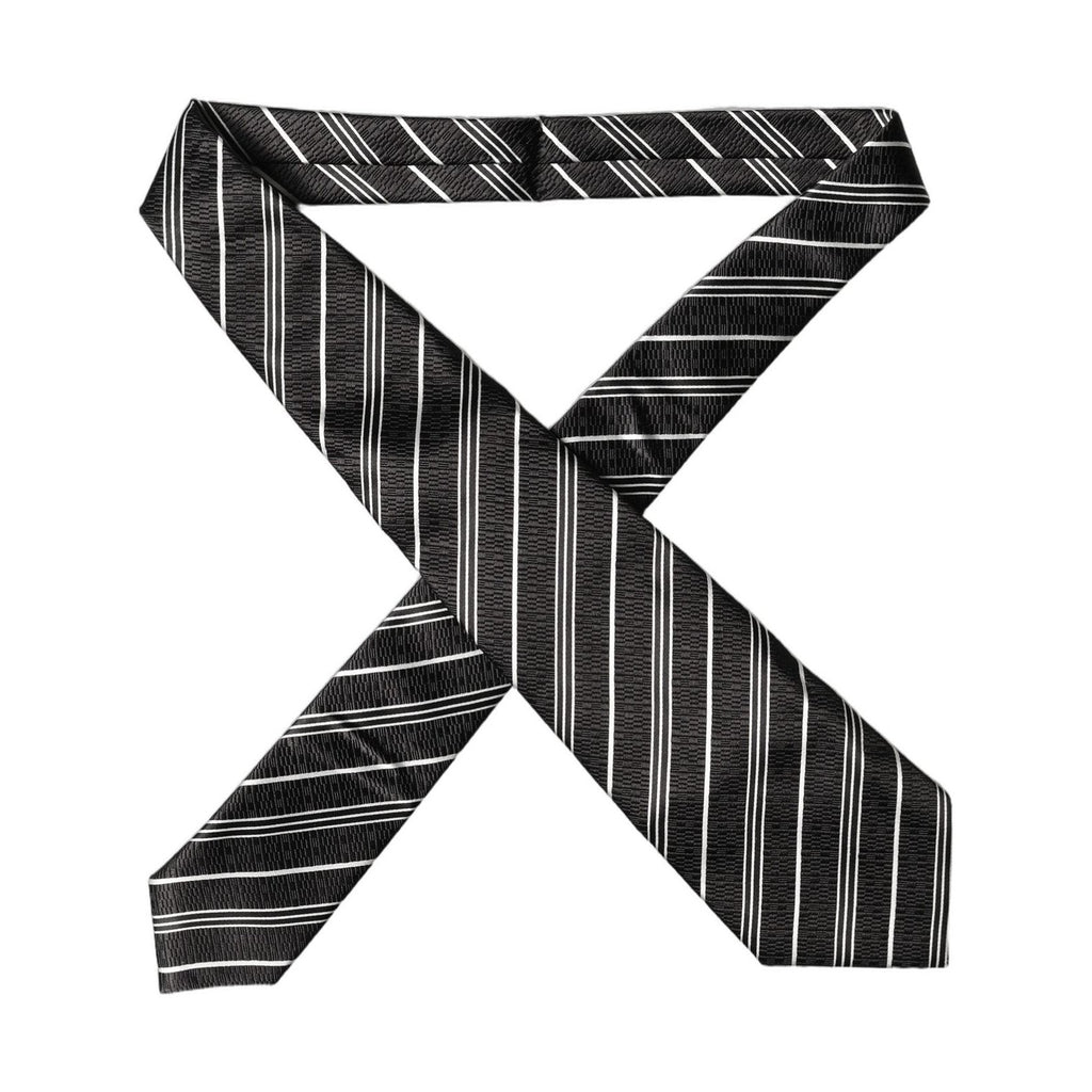 Dolce & Gabbana Black White Stripes Silk Adjustable Women Necktie Tie