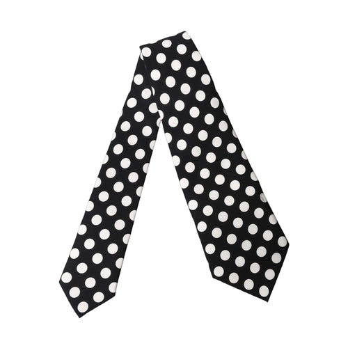 Dolce & Gabbana Black White Polka Dot Silk Adjustable Women Necktie Tie