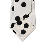 Dolce & Gabbana White Black Polka Dot Silk Adjustable Women Necktie Tie