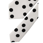Dolce & Gabbana White Black Polka Dot Silk Adjustable Women Necktie Tie