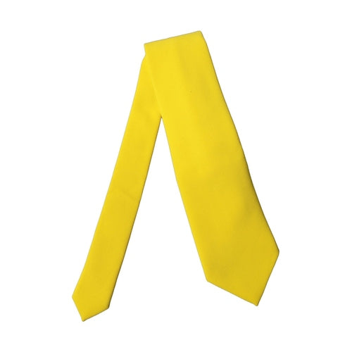 Dolce & Gabbana Yellow Solid Polyester Adjustable Women Tied Necktie Tie